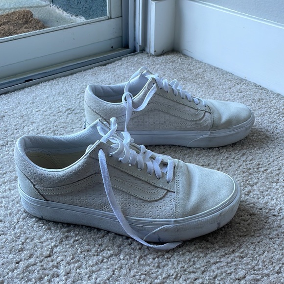 Vans old skool platform in textured cream suede - Picture 4 of 7